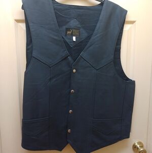 Genuine Leather Men's Black Vest